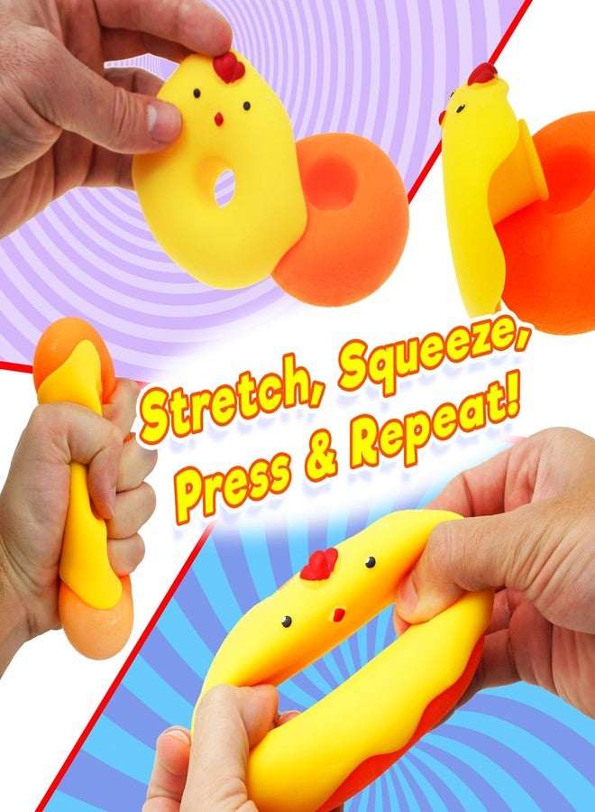 JA-RU Cute Animal Donut Squishy Toy (3 Pack) - Pig, Bunny, or Chicken Stretchy Donut Stress Ball for Kids | Sensory Fidget Toy, Donut Party Favors & Goodie Bag Stuffers. 3724-3 - Image 4